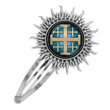 Заколка металлическая, цвет серебро, Крест Иерусалимский C1008045