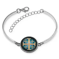 Браслет металлический, цвет серебро, Крест Иерусалимский C1008046