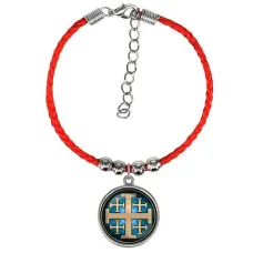 Браслет из красного шнура, Крест Иерусалимский C1008047