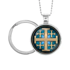 Кулон-брелок, цвет серебро, с цепочкой и кольцом, Крест Иерусалимский C1008054