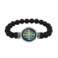Браслет из чёрного агата, Крест Иерусалимский C1008056