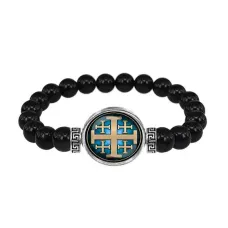 Браслет из чёрного агата, Крест Иерусалимский C1008056