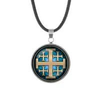 Кулон, нержавеющая сталь, со шнурком, Крест Иерусалимский C1008062