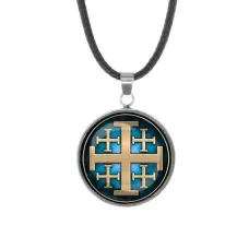Кулон, нержавеющая сталь, со шнурком, Крест Иерусалимский C1008062