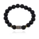 Браслет со славянской руной Мир и синт.камнем Шунгит BSRK-01-24