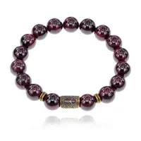 Браслет со славянской руной Чернобог и нат.камнем Гранат BSRK-02-06