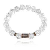 Браслет со славянской руной Чернобог и синт.камнем Сахарный кварц BSRK-02-16