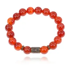 Браслет со славянской руной Чернобог и нат.камнем Сердолик BSRK-02-17