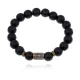 Браслет со славянской руной Чернобог и синт.камнем Шунгит BSRK-02-24