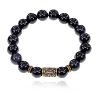 Браслет со славянской руной Алатырь и синт.камнем Синий авантюрин BSRK-03-02