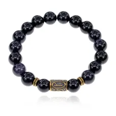 Браслет со славянской руной Алатырь и синт.камнем Синий авантюрин BSRK-03-02