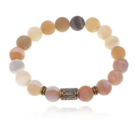 Браслет со славянской руной Алатырь и нат.камнем Африканский агат BSRK-03-04