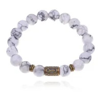 Браслет со славянской руной Алатырь и нат.камнем Кахолонг BSRK-03-07