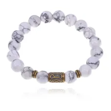 Браслет со славянской руной Алатырь и нат.камнем Кахолонг BSRK-03-07