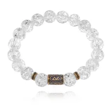 Браслет со славянской руной Радуга и синт. камнем Сахарный кварц BSRK-04-16