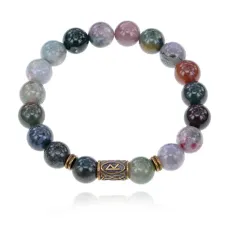 Браслет со славянской руной Радуга и нат.камнем Яшма BSRK-04-25