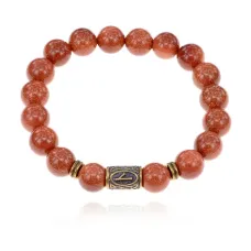 Браслет со славянской руной Нужда и синт.камнем Коричневый авантюрин BSRK-05-01
