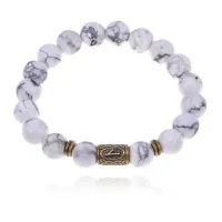 Браслет со славянской руной Нужда и нат.камнем Кахолонг BSRK-05-07