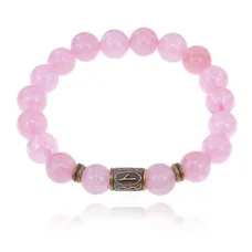 Браслет со славянской руной Нужда и нат.камнем Розовый кварц BSRK-05-15