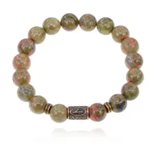 Браслет со славянской руной Нужда и нат.камнем Унакит BSRK-05-20