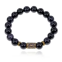 Браслет со славянской руной Крада и синт.камнем Синий авантюрин BSRK-06-02