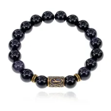 Браслет со славянской руной Крада и синт.камнем Синий авантюрин BSRK-06-02