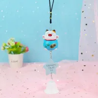 Подвеска Манеки-Неко, длина 34см, голубая PW006-4