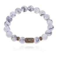 Браслет со славянской руной Крада и нат.камнем Кахолонг BSRK-06-07