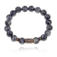 Браслет со славянской руной Крада и нат.камнем Лабрадор BSRK-06-08