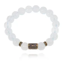 Браслет со славянской руной Крада и синт.камнем Лунный камень BSRK-06-11