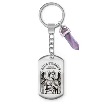 Брелок Архангел Михаил с нат.камнем Аметист BKZ-BJK-779-A