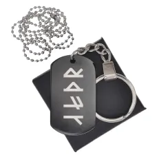 Черный жетон со славянской формулой Благополучие и успех BKZB-652