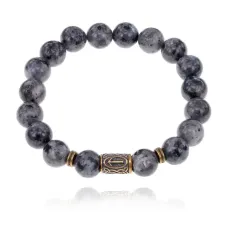 Браслет со славянской руной Треба и нат.камнем Лабрадор BSRK-07-08