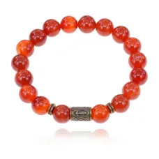 Браслет со славянской руной Треба и нат.камнем Сердолик BSRK-07-17