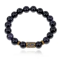 Браслет со славянской руной Сила и синт.камнем Синий авантюрин BSRK-08-02