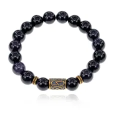 Браслет со славянской руной Сила и синт.камнем Синий авантюрин BSRK-08-02