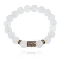 Браслет со славянской руной Сила и синт.камнем Лунный камень BSRK-08-11