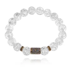 Браслет со славянской руной Сила и синт. камнем Сахарный кварц BSRK-08-16