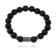 Браслет со славянской руной Сила и синт.камнем Шунгит BSRK-08-24