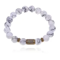 Браслет со славянской руной Ветер и нат.камнем Кахолонг BSRK-09-07