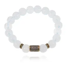 Браслет со славянской руной Ветер и синт.камнем Лунный камень BSRK-09-11