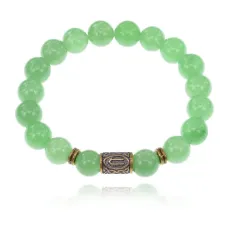Браслет со славянской руной Ветер и нат.камнем Нефрит BSRK-09-13