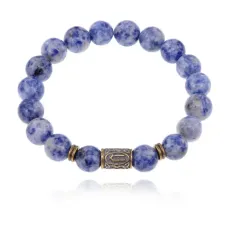 Браслет со славянской руной Ветер и нат.камнем Содалит BSRK-09-18