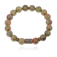 Браслет со славянской руной Ветер и нат.камнем Унакит BSRK-09-20