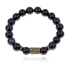 Браслет со славянской руной Берегиня и синт.камнем Синий авантюрин BSRK-10-02