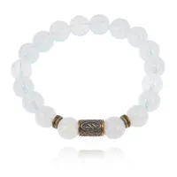 Браслет со славянской руной Берегиня и синт.камнем Лунный камень BSRK-10-11