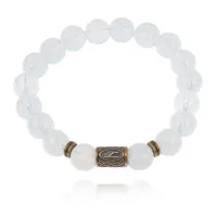 Браслет со славянской руной Уд и синт.камнем Лунный камень BSRK-11-11