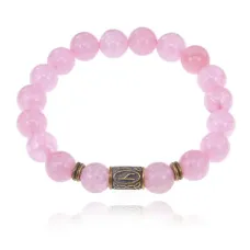 Браслет со славянской руной Уд и нат.камнем Розовый кварц BSRK-11-15