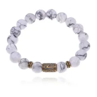 Браслет со славянской руной Леля и нат.камнем Кахолонг BSRK-12-07