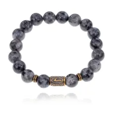 Браслет со славянской руной Леля и нат.камнем Лабрадор BSRK-12-08